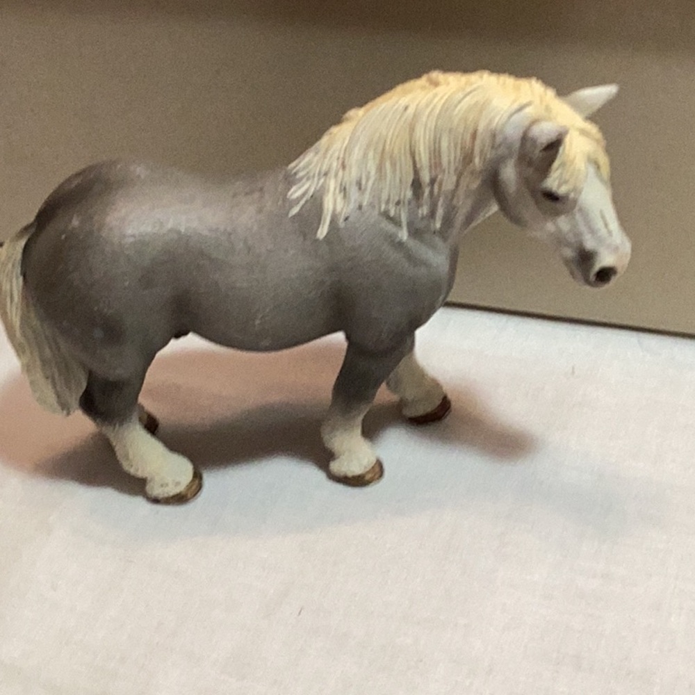 Schleich Percheron Stallion 2007 Grey with White Plastic Toy Horse